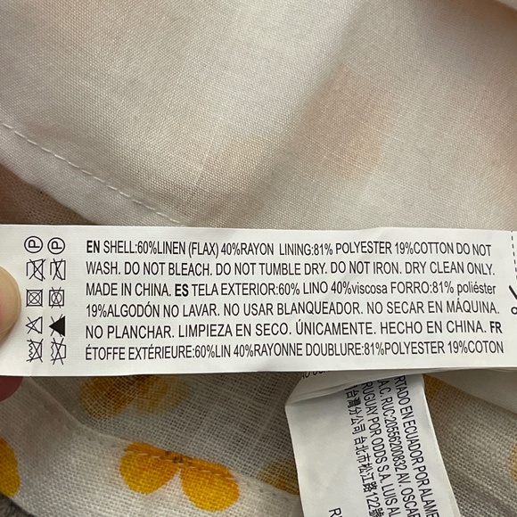 Forever 21 Sleeveless Summer Mini Dress Linen Blend Floral Lined Size L - Picture 10 of 10